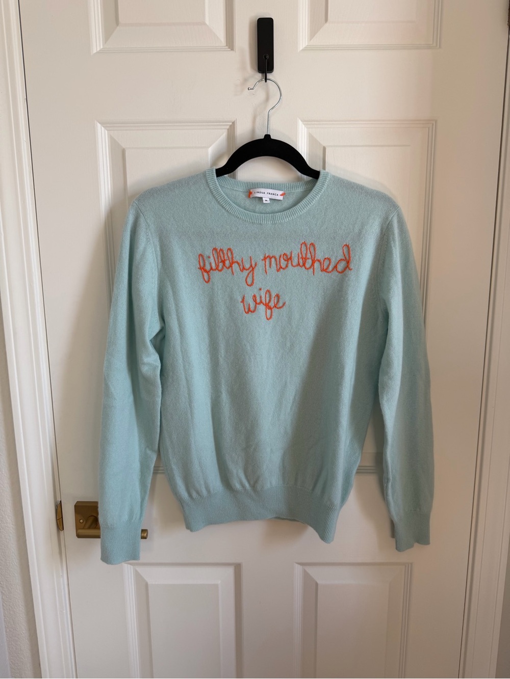 Lingua Franca Filthy Mouthed Wife Cashmere Sweater, M
